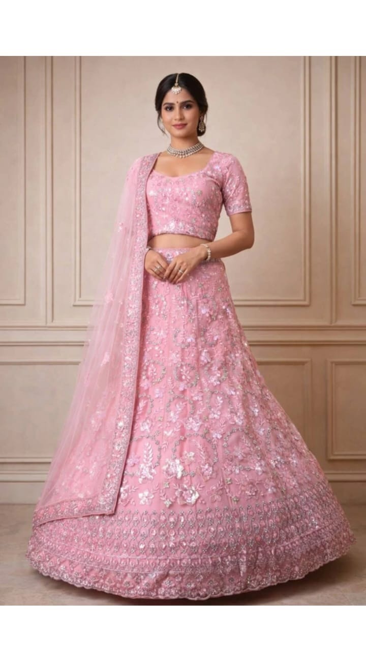Pink Sequin Lehenga