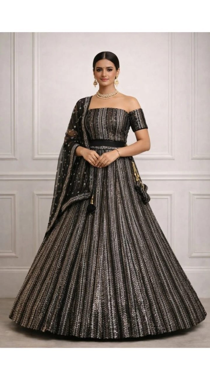 Noir Sequin Lehenga