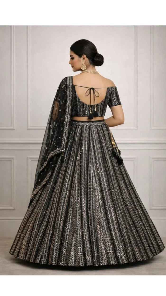 Noir Sequin Lehenga