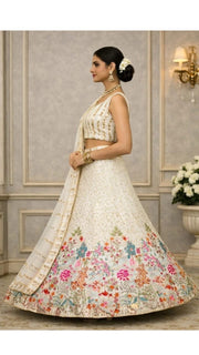 Beige Floral Lehenga
