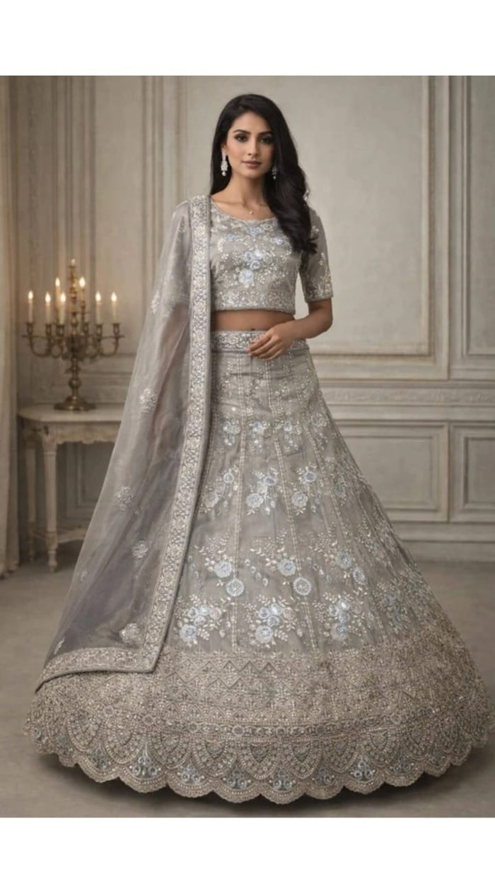 Silver Embroidered Lehenga