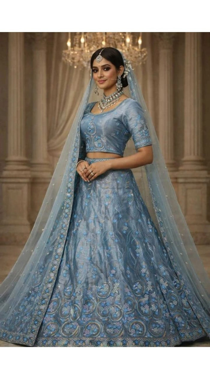 Teal Heritage Lehenga