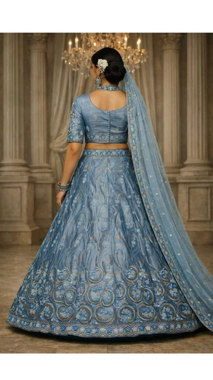 Teal Heritage Lehenga