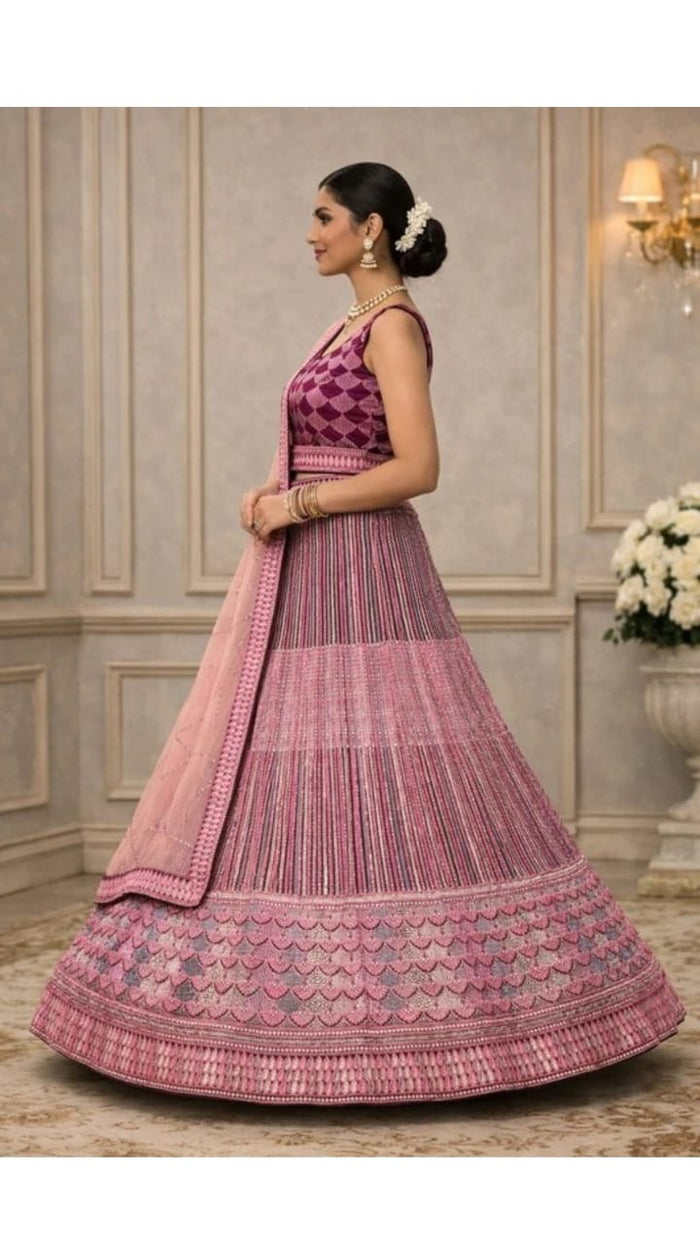Mauve Stripe Lehenga