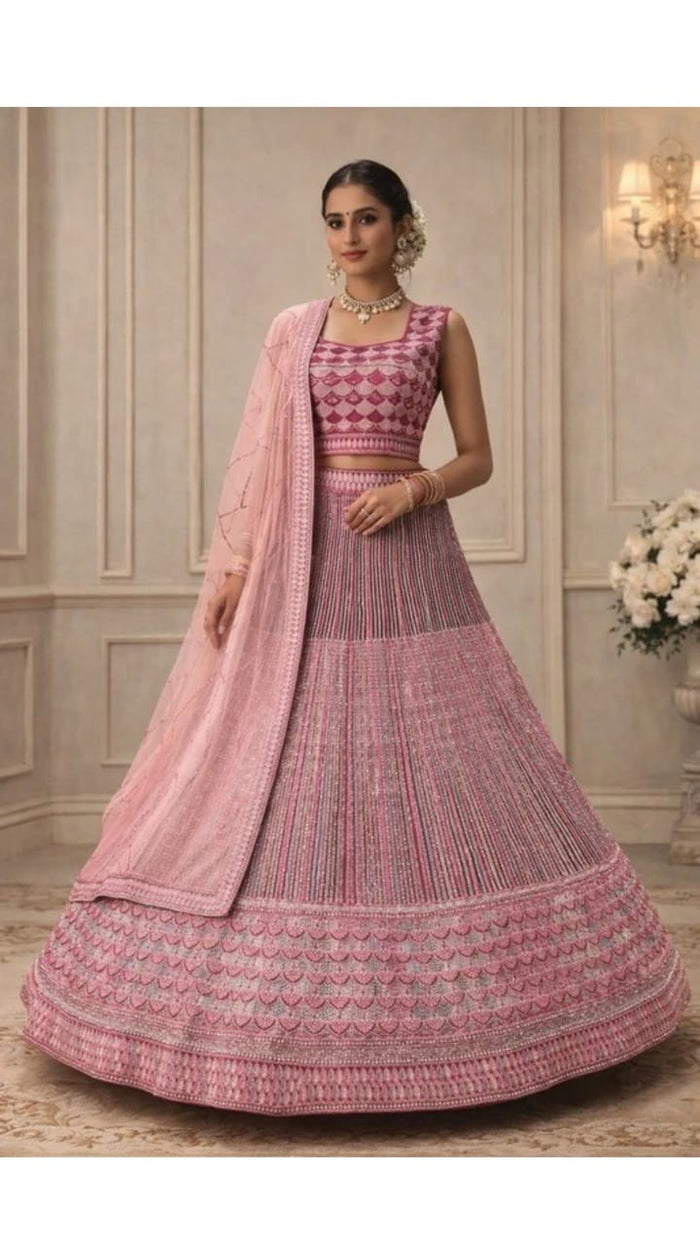 Mauve Stripe Lehenga
