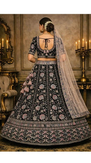 Black Floral Lehenga